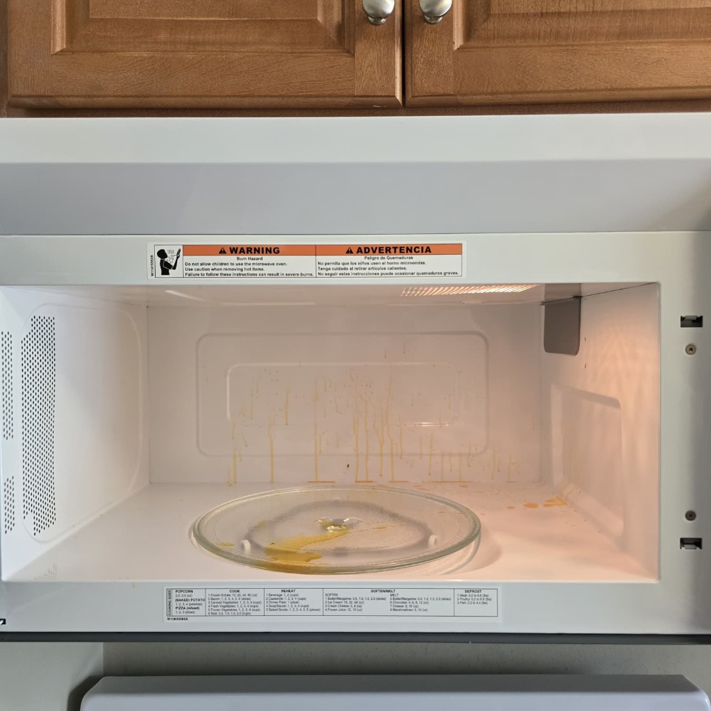 Grease-free, spotless microwaves — before cleaning